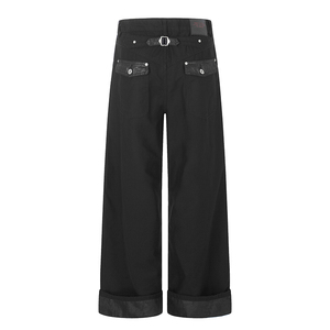 <span class=keywords><strong>Pantalon</strong></span> en jean rétro à cinq boutons, coupe droite, avec poches croisées <span class=keywords><strong>sur</strong></span> les côtés, style parisien, ample et décontracté à jambes larges - Product Image 4