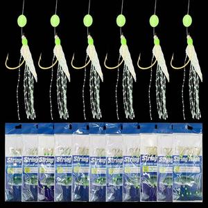 Rigues Sabiki à plumes UV Glow 8 # -18 #   Hameçons de pêche en eau salée avec perles lumineuses, montages Sabiki pour la pêche au bar et à la <span class=keywords><strong>truite</strong></span> en eau salée - Product Image 6