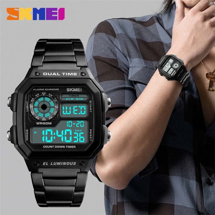 SKMEI Orologio sportivo digitale da uomo, ultra sottile, quadrante
