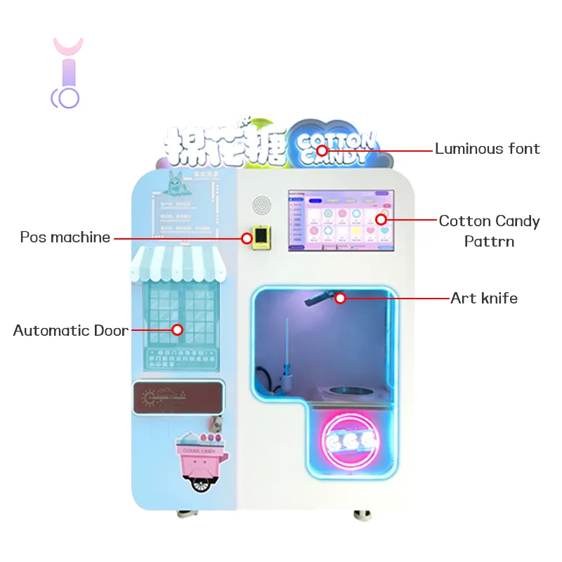 Ideal für Vergnügung sparks und Einkaufs zentren, selbst betätigter, großer Zuckerwatte automat im Freien