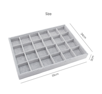 35x24x3cm plateau d'affichage velours gris pour collier bagues Bracelet bijoux présentoir bijoux organisateur stockage