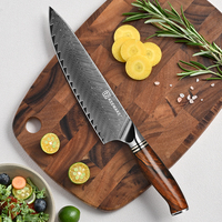 Couteau de chef japonais personnalisé de 8 pouces, acier damas 67 couches, ultra-affûté, couteau de cuisine professionnel avec manche en bois de rose