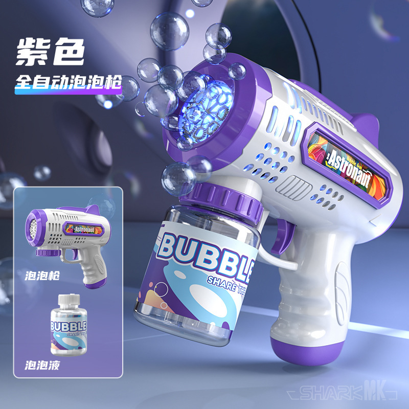 Pistola de burbujas completamente automática de 8 agujeros [Caja inglesa púrpura]