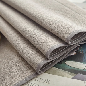 Factory Sale Double Sided <b>Blackout</b> Satin <b>Curtains</b> <b>for</b> <b>Bedroom</b> Full Size Herringbone Style Woven Linen Fabric - Product Image 3