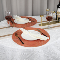 Sets de table individuels ronds tressés antidérapants et imperméables pour la maison et les mariages, 100 % polyester