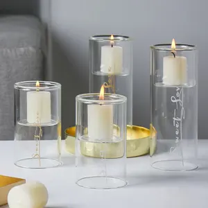 Wholesale Lead Free Modern Minimalist Nordic Style Clear Votive Pillar Tealight Candle Holders Glass Decorative