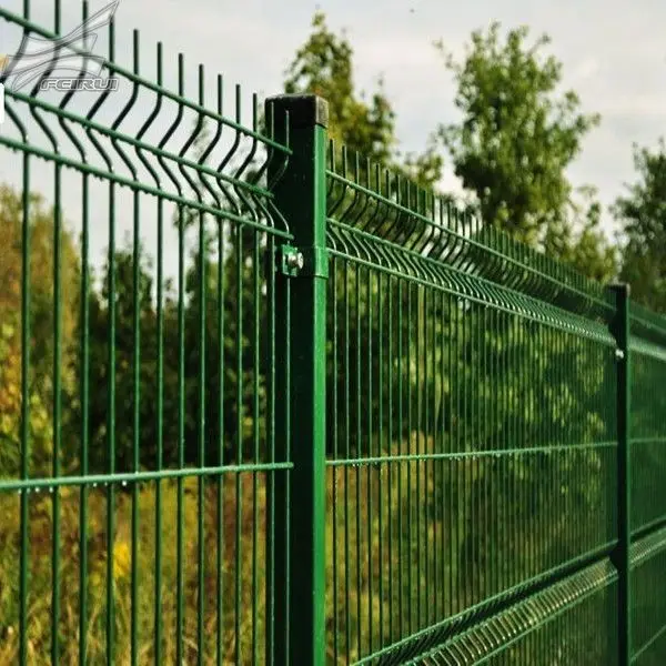 Сварные панельные листы ПВХ забор сад 3D изгиб проволочной сетки забор, треугольный забор с персиковым квадратным круглым столбовым заводом