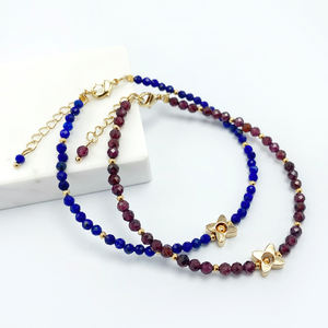 New Wholesale Hot Selling Fashion Jewelry Mini Garnet <b>Beads</b> <b>Bracelet</b> with Real <b>Gold</b> Plated Flower - Product Image 5