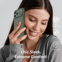 Coque Pure Couleur Vert Toucher Peau pour iPhone 17 Pro Max, Protection Magnétique de l'Objectif à Trous de Précision, avec Airbags Intégrés