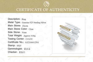 Loto divertente all'ingrosso nuovo fatto a mano in zircone naturale stile minimalista linee parallele anello in <span class=keywords><strong>argento</strong></span> 925 Sterling alta gioielleria per le donne - Product Image 6