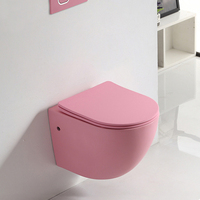 WC mural monobloc en céramique rose de style moderne avec siphon en P, sans bride, pour salle de bain, équipement sanitaire