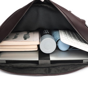Housse de protection pour ordinateur portable en cuir PU souple et imperméable, bandoulière, 15,6 pouces, pour hommes - Product Image 3