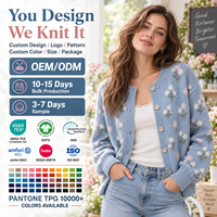 Cardigan en jacquard floral pour femme, col rond, boutonné, coupe oversize, épaules tombantes, manches longues, automne-hiver, tricot sur mesure