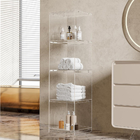 Vitrine d'exposition en acrylique personnalisée avec serrure et fond miroir, meuble transparent multicouche pour exposition de jouets en supermarché - Grande Vente