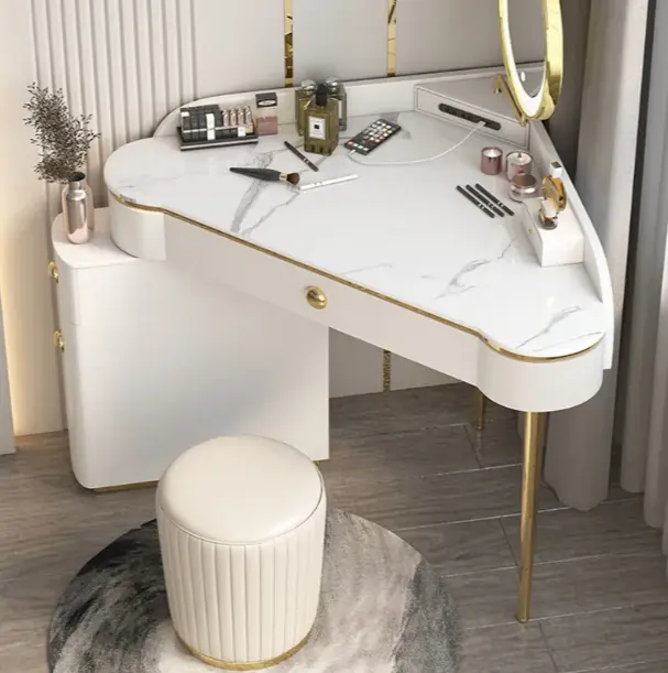 Makeup Working Table Dressing Table With Drawers Wooden Vanity Table With Led Makeup Mirrors Bathroom Hair Styles Lighted Mirror