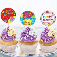 Autocollants joyeux anniversaire pour enfants, étiquette de décoration, dessin animé, mignon, fête d'anniversaire, en stock, 500 pièces, livraison gratuite