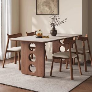 Set Moderno di Tavolo <span class=keywords><strong>da</strong></span> <span class=keywords><strong>Pranzo</strong></span> in Marmo e Legno Massiccio con Sedie, Design di Lusso <span class=keywords><strong>per</strong></span> 4-6 Persone, Arredamento <span class=keywords><strong>per</strong></span> <span class=keywords><strong>Sala</strong></span> <span class=keywords><strong>da</strong></span> <span class=keywords><strong>Pranzo</strong></span>, Vendita Speciale - Product Image 2