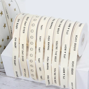 Фабричная печатная хлопковая лента, Экологически чистая корсажная лента, украшающая цветочную подарочную упаковочную ленту с логотипом бренда - Product Image 1