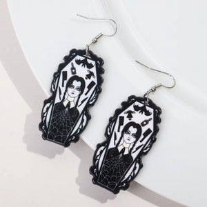 Boucles d'oreilles pendantes en acrylique géométriques de dessin animé, motif pois, pour petite fille, style robe mignonne, inspirées de Wednesday <span class=keywords><strong>Addams</strong></span> - Product Image 4