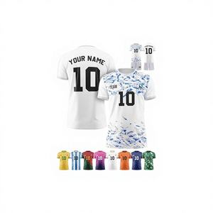 เสื้อฟุตบอลคุณภาพสูงแบบกำหนดเอง ชุดทีมพร้อมชื่อทีม หมายเลข และโลโก้ ผลิตจากโพลีเอสเตอร์ 100% แห้งเร็ว แขนสั้น สำหรับฤดูร้อน - Product Image 1