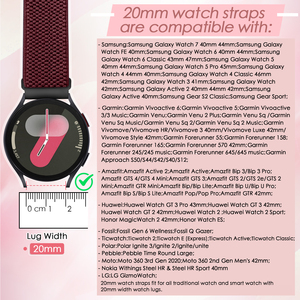 Bracelet de montre 20 mm pour <span class=keywords><strong>Garmin</strong></span> Forerunner 55/158/165/245/645/<span class=keywords><strong>Garmin</strong></span> Vivoactive 6/5/3/<span class=keywords><strong>Garmin</strong></span> <span class=keywords><strong>Venu</strong></span>/<span class=keywords><strong>Venu</strong></span> 2 Plus/<span class=keywords><strong>Venu</strong></span> <span class=keywords><strong>Sq</strong></span> 2 Music - Product Image 2