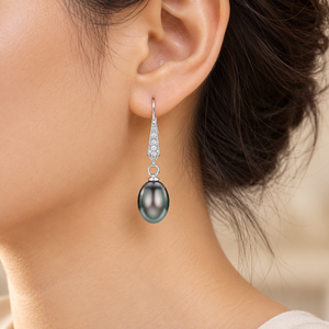 Pendientes colgantes de lágrima grises para mujer, diseño simple, accesorios para las orejas de uso diario - Product Image 2