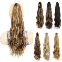 AliLeader Extensions de cheveux en queue de cheval avec pince à griffes synthétiques Cheveux longs ondulés Queue naturelle Faux cheveux pour femmes Queue de cheval Postiche