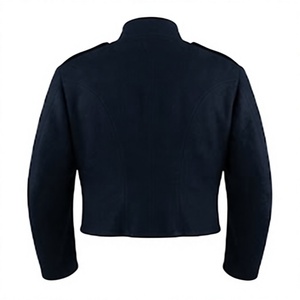Veste en laine 100% pour homme, bleu foncé vintage, col montant, simple boutonnage, uniforme d'hiver - Product Image 2
