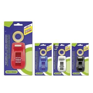 Portarrollos con cinta adhesiva de 18m x 12mm, ideal para manualidades, reparaciones y organización en el hogar o la oficina. - Product Image 1