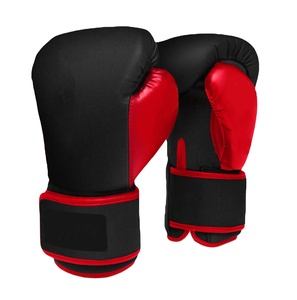 Boxing <b>Gloves</b> 14oz Black and <b>Red</b> Leather Boxing <b>Gloves</b> - Product Image 1