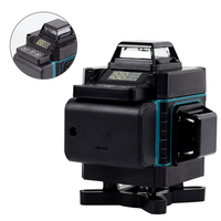Vente directe d'usine, niveau laser rotatif à lumière verte 4D, 520 Nm, 16/12 lignes, fonctionne sur batterie, pour bricolage et usage professionnel