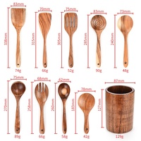 Outils de maison et de cuisine Ensemble d'ustensiles de cuisine en bois Cuillère Spatule Accessoires de cuisine Ensemble d'ustensiles de cuisine en bambou