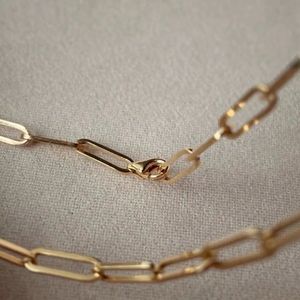 Xinfly Venta al por Mayor Collar de Eslabones Tipo Clip de Oro Amarillo Real de 18K, 4mm de Ancho, Impermeable, Dropshipping, Gargantillas Finas, Mejor Precio - Product Image 3