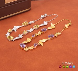 9 Pulseras de Plata de Ley 925 con Acabado Cepillado y Mariposas, Joyería con Piedras Naturales de Corte Ovalado y Gemas de Colores - Product Image 2