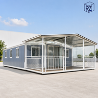 Maison conteneur de luxe extensible de 40 pieds, 4 chambres, double aile, préfabriquée, modulaire, pour la vie en famille, Ray-Zen