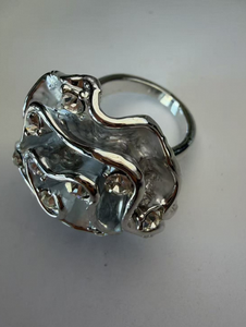 Bague Traditionnelle Ajustable en Cristal de Verre Multicolore Plaqué Or avec Pierre Précieuse Naturelle Arc-en-ciel pour Femme CN - Product Image 2