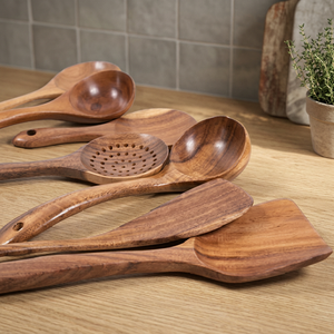 Cuchara de Cocina Profesional Hecha a Mano de Madera, Apta para Alimentos, con Acabado Lacado, Utensilio de Cocina al por Mayor - Product Image 6