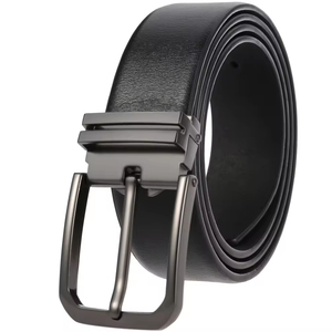Novo Cinto Masculino Reversível de Couro com Fivela Rotativa, Cintos de Couro Genuíno para Homens, Cinto Clássico para Negócios e Vestuário Formal, Preto e Café - Product Image 3