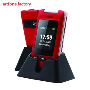 Artfone مصنع artfone C10 الأحمر المزدوج LCD الوجه هواتف بأزرار كبيرة الهاتف المحمول لكبار السن