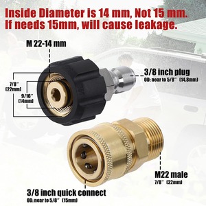 High <b>Pressure</b> <b>Washer</b> Quick Connect Kit M22 3/8 Threaded Stainless Steel For Water <b>Hose</b> And Gun Accessories - Product Image 3