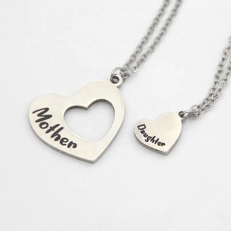 Mom Daughter Matching Engraved Necklace Pendant in Stainless