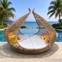 Lit de repos d'extérieur au design moderne, résistant aux intempéries, avec baldaquin, pour piscine, patio et plage