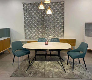 Table de <span class=keywords><strong>salle</strong></span> à <span class=keywords><strong>manger</strong></span>, meuble de <span class=keywords><strong>salle</strong></span> scandinave, Tables et chaises bon marché, en pierre gaufrée avec base métallique, à réduction 1 - Product Image 6