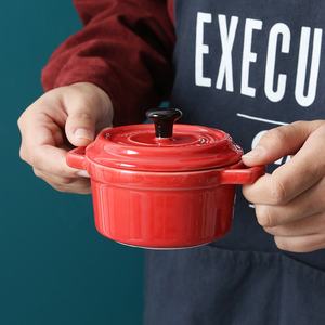 Mini <span class=keywords><strong>cocotte</strong></span> en céramique avec couvercle, peinte à la main, écologique, style bohème, pour la soupe - Product Image 5