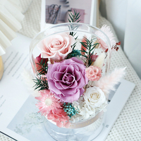 Panier de fleurs à main en acrylique transparent avancé Boîte à fleurs éternelles de Noël pour les enseignants et l'art de la fête des mères