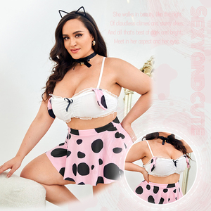 Sexy <strong>Lingerie</strong> Plus Intimates Women <strong>Anime</strong> Cosplay Costume 3pack Cow Print Role Play Bunny Girl Costume Set SH2119 - Product Image 5