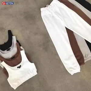 2023 di alta qualità logo personalizzato joggers 2 pezzi crop top e pantaloni della tuta set due pezzi pantaloni set donna allenamento donna 2 pezzi set