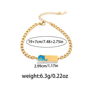 Grensoverschrijdend populaire roestvrijstalen dolfijn vierkante armband, licht luxe niche high-end ster sieraden, modieus elegant - Product Image 5