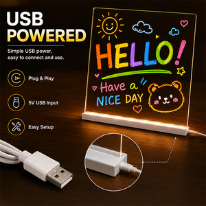 Transparent Acrylic LED Drawing Board With Markers DIY Glow Writing Board <b>Creative</b> Educational <b>Gift</b> - Product Image 4