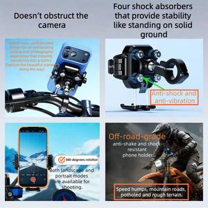 Support de téléphone pour moto Kewig ODM avec <span class=keywords><strong>chargeur</strong></span> sans fil et type-C, support de téléphone anti-vibration pour vélo, support de téléphone en aluminium pour vélo - Product Image 4